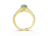 Yellow gold Fancy Green Pear  Cut Split Shank Pave Diamond Engagement Ring with Four-Prong Setting_34