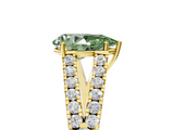 Yellow gold Fancy Green Pear  Cut Split Shank Pave Diamond Engagement Ring with Four-Prong Setting_36