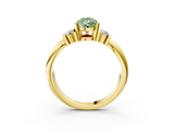 Yellow gold Fancy Green Pear  Cut Three-Stone Channel Set Ring with Bar Prongs_45
