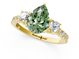 Yellow gold Fancy Green Pear  Cut Three-Stone Diamond Pavé Band with Prong Setting_18