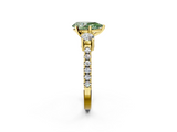 Yellow gold Fancy Green Pear  Cut Three-Stone Diamond Pavé Band with Prong Setting_19
