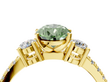 Yellow gold Fancy Green Pear  Cut Three-Stone Diamond Pavé Band with Prong Setting_21