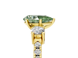 Yellow gold Fancy Green Pear  Cut Three-Stone Diamond Pavé Band with Prong Setting_22