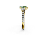 Yellow gold Fancy Green Pear  Cut Three-Stone Diamond Pave Band with Prong Setting_39
