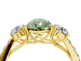 Yellow gold Fancy Green Pear  Cut Three-Stone Diamond Pave Band with Prong Setting_41