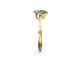 Yellow gold Fancy Green Pear  Cut Three-Stone Solitaire Ring with Round Accent Diamonds and Four-Prong Setting_22