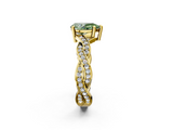 Yellow gold Fancy Green Pear  Cut Twisted Pavé Band Solitaire Ring with Four-Prong Setting_72