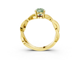 Yellow gold Fancy Green Pear  Cut Twisted Pavé Band Solitaire Ring with Four-Prong Setting_73