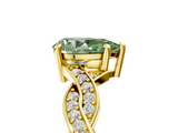 Yellow gold Fancy Green Pear  Cut Twisted Pavé Band Solitaire Ring with Four-Prong Setting_75