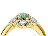 Yellow gold Fancy Green Pear  Diamond Cluster Halo Ring with Solitaire Band and Four-Prong Setting_24