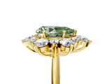 Yellow gold Fancy Green Pear  Diamond Cluster Halo Ring with Solitaire Band and Four-Prong Setting_25