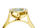 Yellow gold Fancy Green Pear  Diamond Cluster Halo Solitaire with Four-Prong Setting_112
