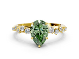 Yellow gold Fancy Green Pear  Diamond Cluster Prong-Set Solitaire Ring_42
