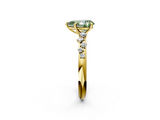 Yellow gold Fancy Green Pear  Diamond Cluster Prong-Set Solitaire Ring_44