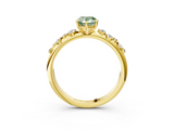Yellow gold Fancy Green Pear  Diamond Cluster Prong-Set Solitaire Ring_45