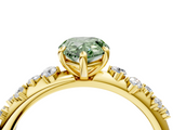 Yellow gold Fancy Green Pear  Diamond Cluster Prong-Set Solitaire Ring_46