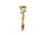 Yellow gold Fancy Green Pear  Diamond Floral Vine Solitaire Engagement Ring_5
