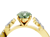 Yellow gold Fancy Green Pear  Diamond Floral Vine Solitaire Engagement Ring_7