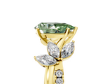 Yellow gold Fancy Green Pear  Diamond Floral Vine Solitaire Engagement Ring_8