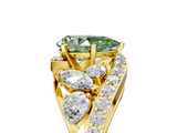 Yellow gold Fancy Green Pear  Diamond Halo Ring with Marquise and Pavé Band in Prong Setting_75