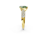 Yellow gold Fancy Green Pear  Diamond Pavé Band Solitaire Ring with Four-Prong Setting_50