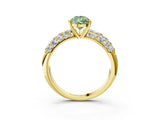 Yellow gold Fancy Green Pear  Diamond Pavé Band Solitaire Ring with Four-Prong Setting_51