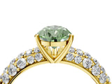 Yellow gold Fancy Green Pear  Diamond Pavé Band Solitaire Ring with Four-Prong Setting_52