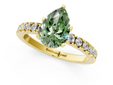 Yellow gold Fancy Green Pear  Diamond Pavé Band Solitaire with Four-Prong Setting_197