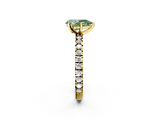 Yellow gold Fancy Green Pear  Diamond Pavé Band Solitaire with Four-Prong Setting_198