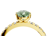 Yellow gold Fancy Green Pear  Diamond Pavé Band Solitaire with Four-Prong Setting_200