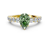 Yellow gold Fancy Green Pear  Diamond Pavé Band Solitaire with Four-Prong Setting_3