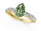 Yellow gold Fancy Green Pear  Diamond Pavé Band Solitaire with Four-Prong Setting_4