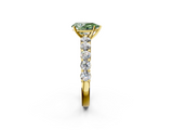 Yellow gold Fancy Green Pear  Diamond Pavé Band Solitaire with Four-Prong Setting_5