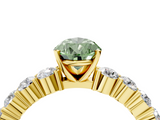 Yellow gold Fancy Green Pear  Diamond Pavé Band Solitaire with Four-Prong Setting_7