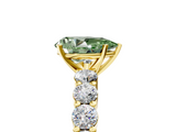 Yellow gold Fancy Green Pear  Diamond Pavé Band Solitaire with Four-Prong Setting_8
