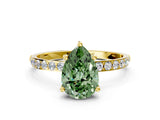 Yellow gold Fancy Green Pear  Diamond Pavé Band with Six-Prong Setting_51