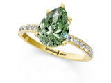 Yellow gold Fancy Green Pear  Diamond Pavé Band with Six-Prong Setting_52