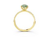Yellow gold Fancy Green Pear  Diamond Pavé Band with Six-Prong Setting_54