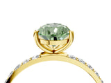 Yellow gold Fancy Green Pear  Diamond Pavé Band with Six-Prong Setting_55