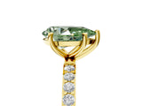 Yellow gold Fancy Green Pear  Diamond Pavé Band with Six-Prong Setting_56
