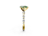 Yellow gold Fancy Green Pear  Diamond Prong Set Engagement Ring with Pave Band_220