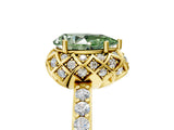 Yellow gold Fancy Green Pear  Diamond Solitaire Ring with Shared Prong Pavé Band_71