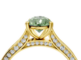 Yellow gold Fancy Green Pear  Diamond Solitaire with Pave Band and Six-Prong Setting_24