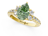 Yellow gold Fancy Green Pear  Diamond Three-Stone Pave Band with Four-Prong Setting_21