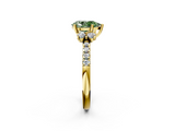 Yellow gold Fancy Green Pear  Diamond Three-Stone Pave Band with Four-Prong Setting_22