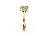 Yellow gold Fancy Green Pear  Diamond Three-Stone Ring with Trapezoid Side Stones and Prong Setting_18