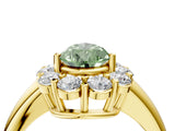 Yellow gold Fancy Green Pear  Halo Cluster Diamond Engagement Ring with Prong Setting and Polished Band_61