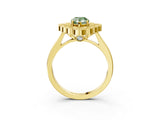 Yellow gold Fancy Green Pear  Halo Diamond Cluster Engagement Ring with Milgrain Bezel Setting and Solitaire Band_48