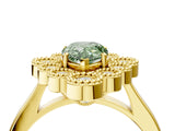 Yellow gold Fancy Green Pear  Halo Diamond Cluster Engagement Ring with Milgrain Bezel Setting and Solitaire Band_49