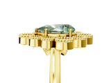 Yellow gold Fancy Green Pear  Halo Diamond Cluster Engagement Ring with Milgrain Bezel Setting and Solitaire Band_50